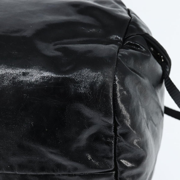 CHANEL Boston Bag Nylon Black Silver CC Auth bs30634