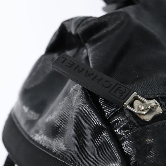 CHANEL Boston Bag Nylon Black Silver CC Auth bs30634