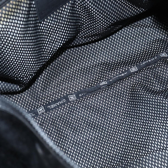 CHANEL Boston Bag Nylon Black Silver CC Auth bs30634