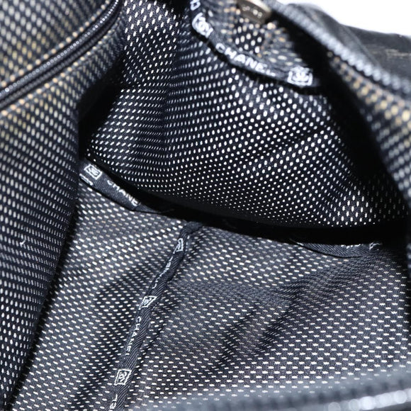 CHANEL Boston Bag Nylon Black Silver CC Auth bs30634