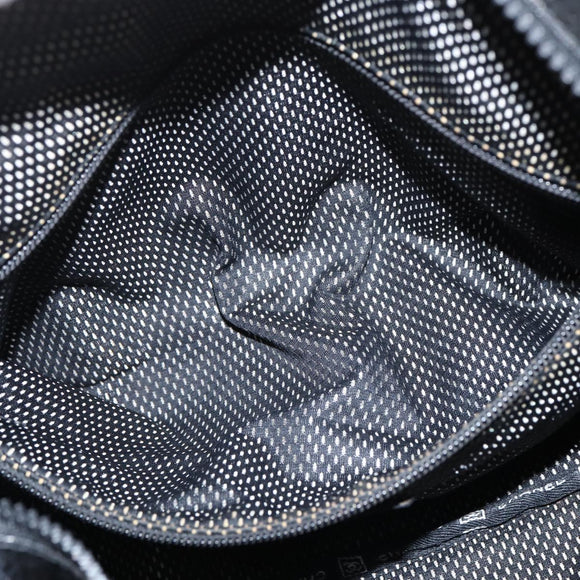 CHANEL Boston Bag Nylon Black Silver CC Auth bs30634