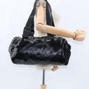 CHANEL Boston Bag Nylon Black Silver CC Auth bs30634-21