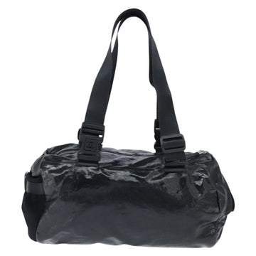 CHANEL Boston Bag Nylon Black Silver CC Auth bs30634 - 0