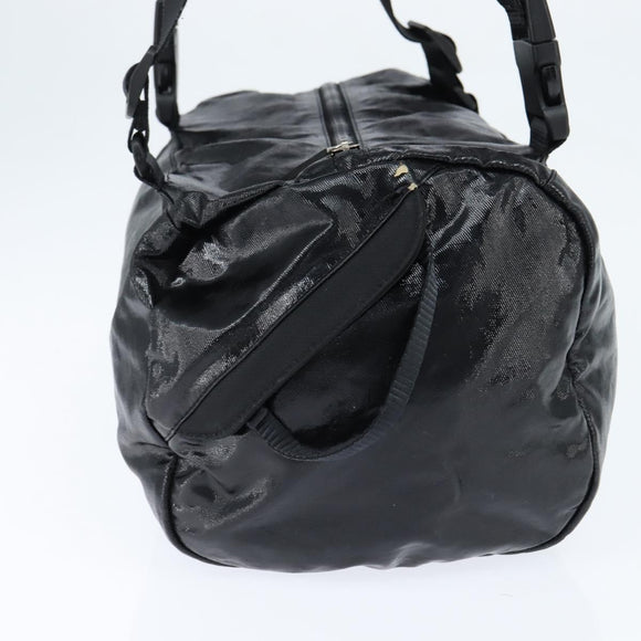 CHANEL Boston Bag Nylon Black Silver CC Auth bs30634