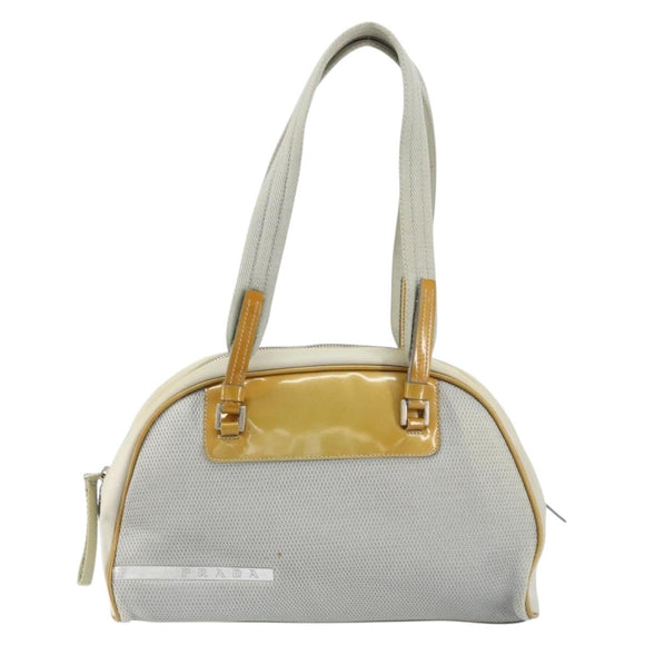 PRADA Tote Bag Nylon Silver Auth bs30636