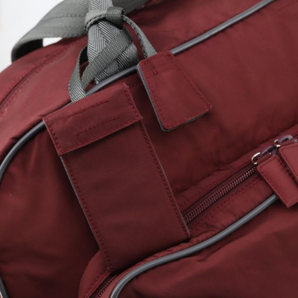 PRADA Sports Boston Bag Nylon 2way Bordeaux Silver Auth bs30637