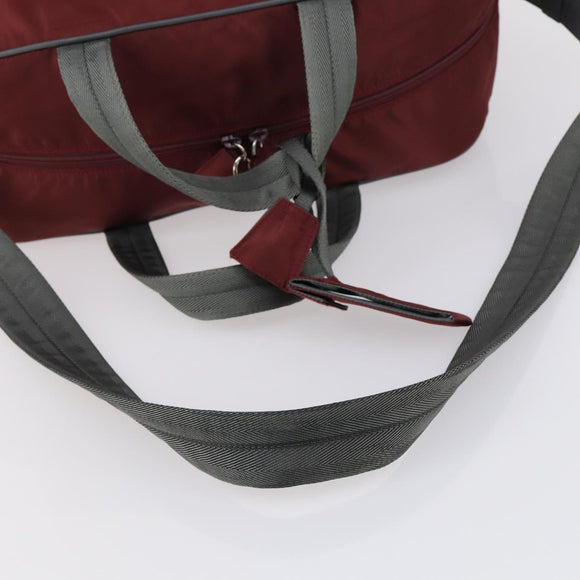 PRADA Sports Boston Bag Nylon 2way Bordeaux Silver Auth bs30637