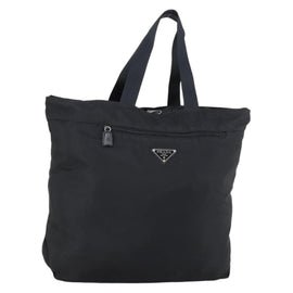 PRADA Boston Bag Nylon Black Silver Auth bs30638