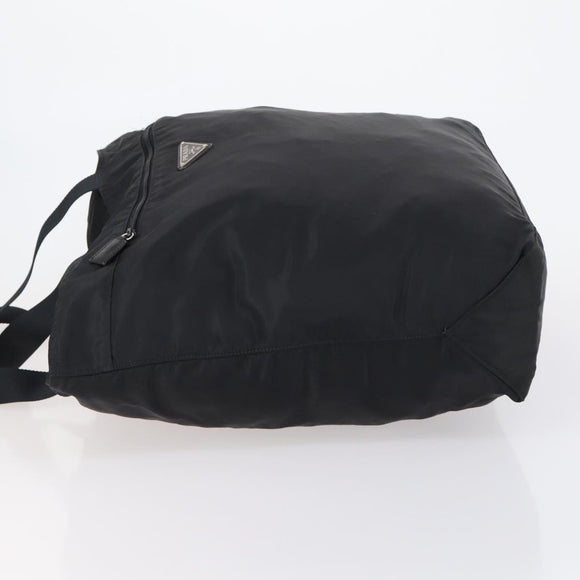 PRADA Boston Bag Nylon Black Silver Auth bs30638