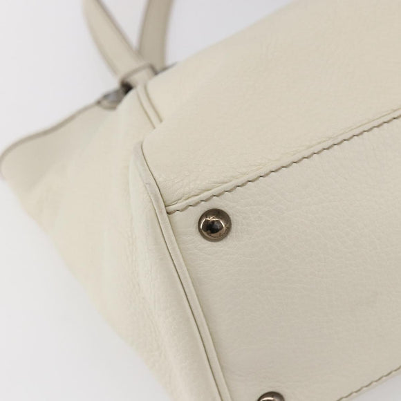 Salvatore Ferragamo Tote Bag Leather White Silver Auth bs30640