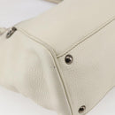 Salvatore Ferragamo Tote Bag Leather White Silver Auth bs30640-16