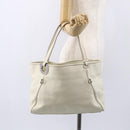 Salvatore Ferragamo Tote Bag Leather White Silver Auth bs30640-21