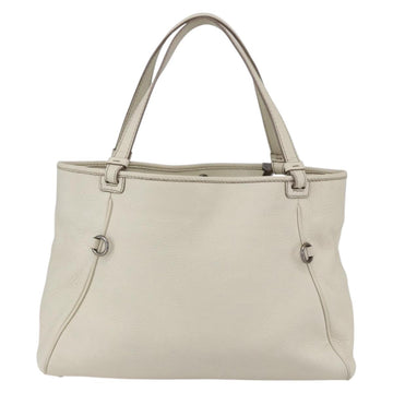 Salvatore Ferragamo Tote Bag Leather White Silver Auth bs30640 - 0