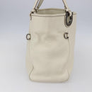 Salvatore Ferragamo Tote Bag Leather White Silver Auth bs30640-3