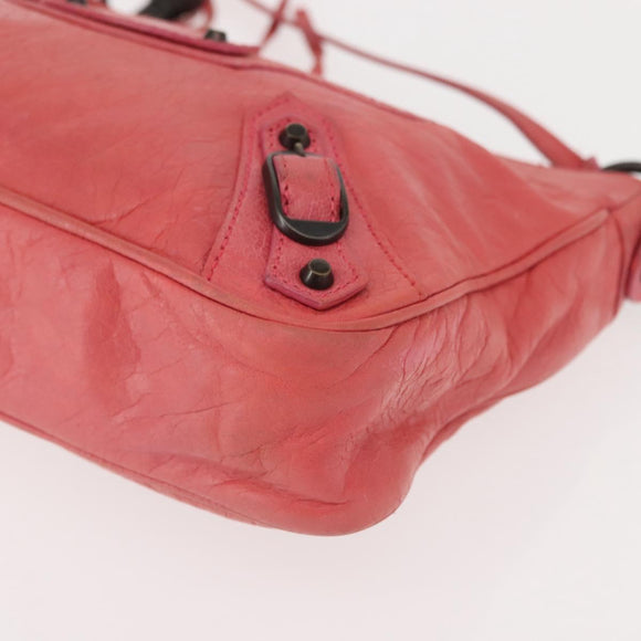 BALENCIAGA Hip Shoulder Bag Leather Pink 242803 Auth bs30644