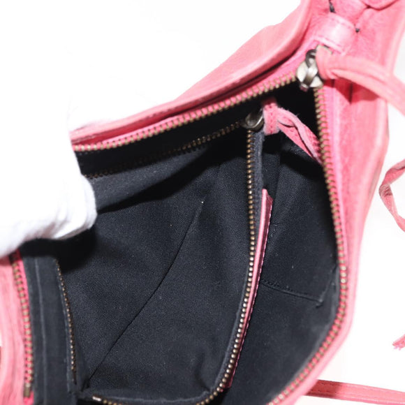 BALENCIAGA Hip Shoulder Bag Leather Pink 242803 Auth bs30644