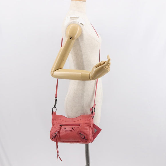 BALENCIAGA Hip Shoulder Bag Leather Pink 242803 Auth bs30644