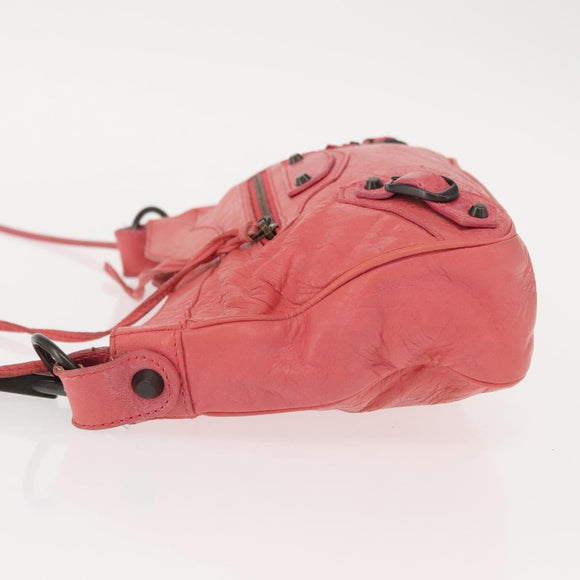 BALENCIAGA Hip Shoulder Bag Leather Pink 242803 Auth bs30644