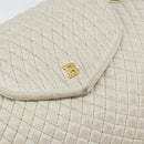 BALLY Chain Shoulder Bag Leather White Gold Auth bs30645-17