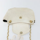 BALLY Chain Shoulder Bag Leather White Gold Auth bs30645-10