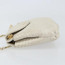 BALLY Chain Shoulder Bag Leather White Gold Auth bs30645-4