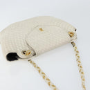 BALLY Chain Shoulder Bag Leather White Gold Auth bs30645-6