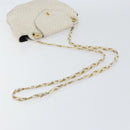 BALLY Chain Shoulder Bag Leather White Gold Auth bs30645-7