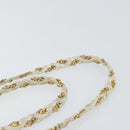 BALLY Chain Shoulder Bag Leather White Gold Auth bs30645-8