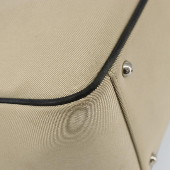 BURBERRY Nova Check Hand Bag Canvas Beige Silver Auth bs30646