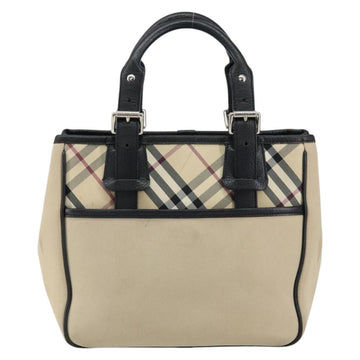 BURBERRY Nova Check Hand Bag Canvas Beige Silver Auth bs30646 - 0