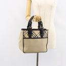 BURBERRY Nova Check Hand Bag Canvas Beige Silver Auth bs30646-24