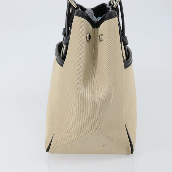 BURBERRY Nova Check Hand Bag Canvas Beige Silver Auth bs30646