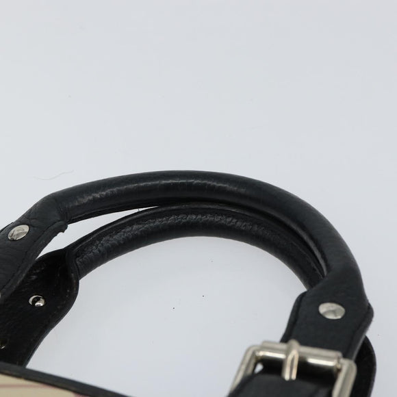 BURBERRY Nova Check Hand Bag Canvas Beige Silver Auth bs30646