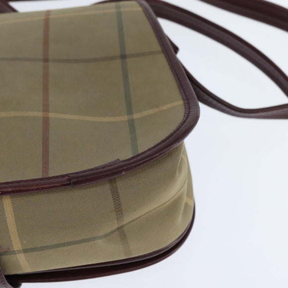 Burberrys Nova Check Shoulder Bag Canvas Leather Beige Gold Auth bs30648