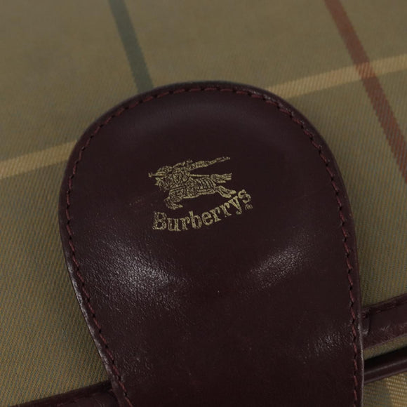 Burberrys Nova Check Shoulder Bag Canvas Leather Beige Gold Auth bs30648