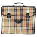 Burberrys Nova Check Garment Cover Canvas Leather Beige Gold Auth bs30652-13