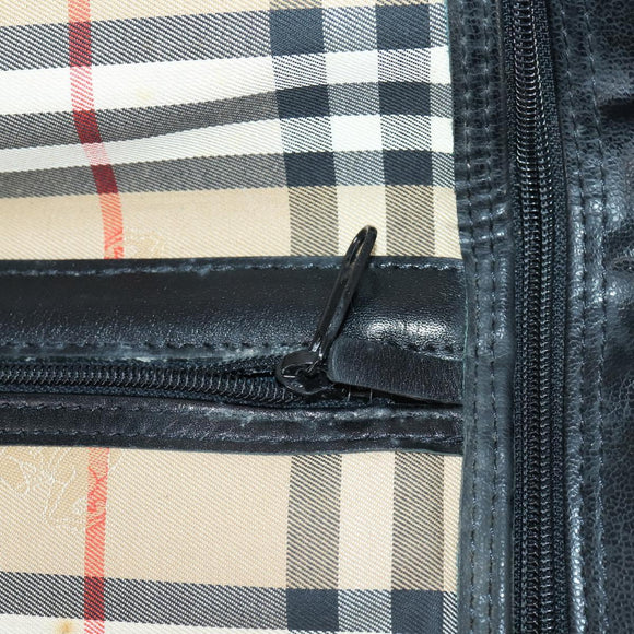 Burberrys Nova Check Garment Cover Canvas Leather Beige Gold Auth bs30652