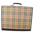 Burberrys Nova Check Garment Cover Canvas Leather Beige Gold Auth bs30652-2