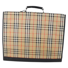 Burberrys Nova Check Garment Cover Canvas Leather Beige Gold Auth bs30652 - 0