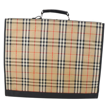 Burberrys Nova Check Garment Cover Canvas Leather Beige Gold Auth bs30652 - 0