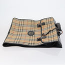 Burberrys Nova Check Garment Cover Canvas Leather Beige Gold Auth bs30652-3