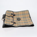 Burberrys Nova Check Garment Cover Canvas Leather Beige Gold Auth bs30652-4