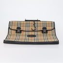 Burberrys Nova Check Garment Cover Canvas Leather Beige Gold Auth bs30652-5
