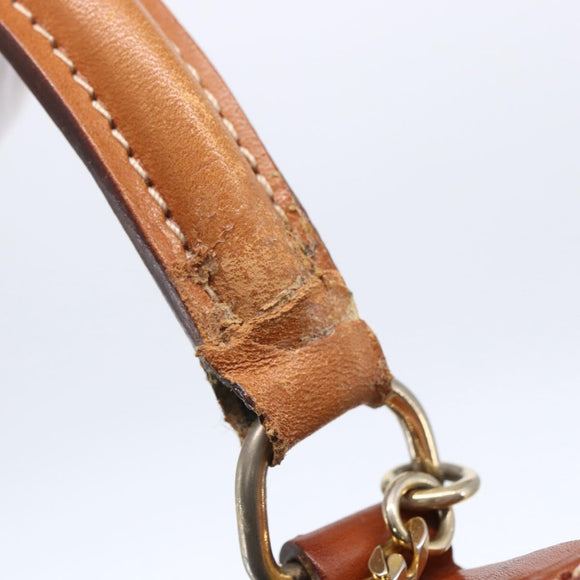CELINE Macadam Canvas Handtasche PVC Leder Braun Gold Auth bs30654