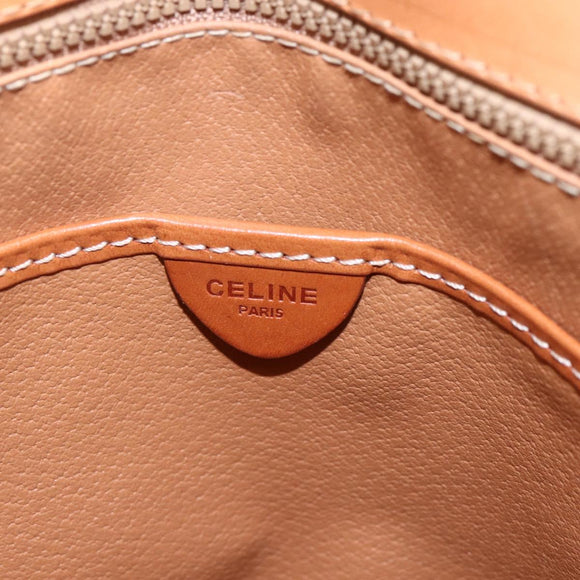 CELINE Macadam Canvas Handtasche PVC Leder Braun Gold Auth bs30654