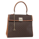 CELINE Macadam Canvas Handtasche PVC Leder Braun Gold Auth bs30654-1