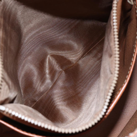 CELINE Macadam Canvas Hand Bag PVC Leather Brown Gold Auth bs30654