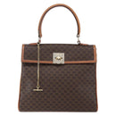 CELINE Macadam Canvas Handtasche PVC Leder Braun Gold Auth bs30654-13