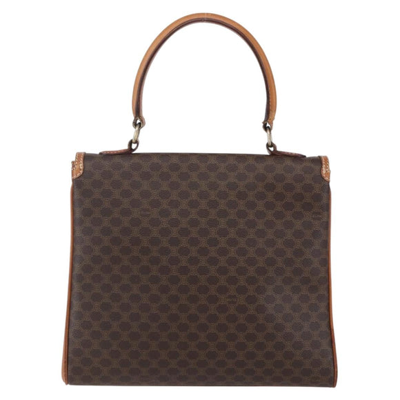 CELINE Macadam Canvas Handtasche PVC Leder Braun Gold Auth bs30654