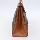 CELINE Macadam Canvas Handtasche PVC Leder Braun Gold Auth bs30654-3